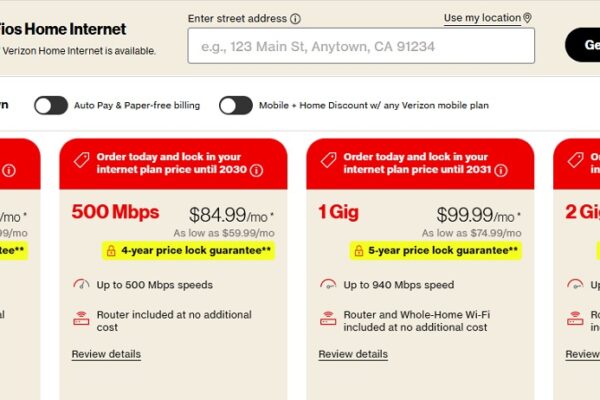 Verizon Fios 2 Gig Plan: $119.99/month plan offers unlimited data at 2.3 Gbps